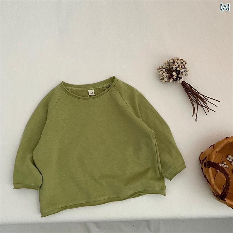 キッズ 子供 トップス かわいい 子供用 春秋用 ホワイト カール コットン 長袖 Tシャツ 男の子と 女の..