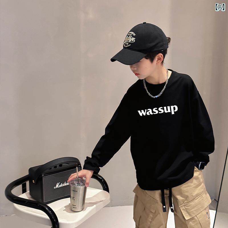 子供服 かわいい おしゃれ 子供服 男の子 白 長袖 Tシャツ 子供 秋服 2024年 ドイツ ベルベット 秋 レ..