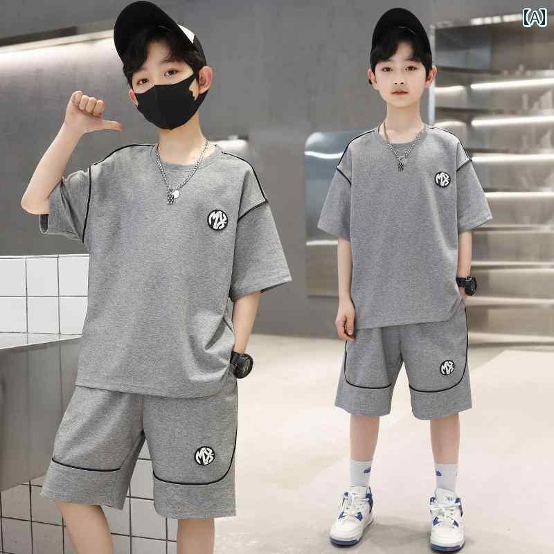 子供服 かわいい おしゃれ 男の子 夏の スーツ 2025 スタイル グレーの 薄手 半袖中と 大の 子供用な ..