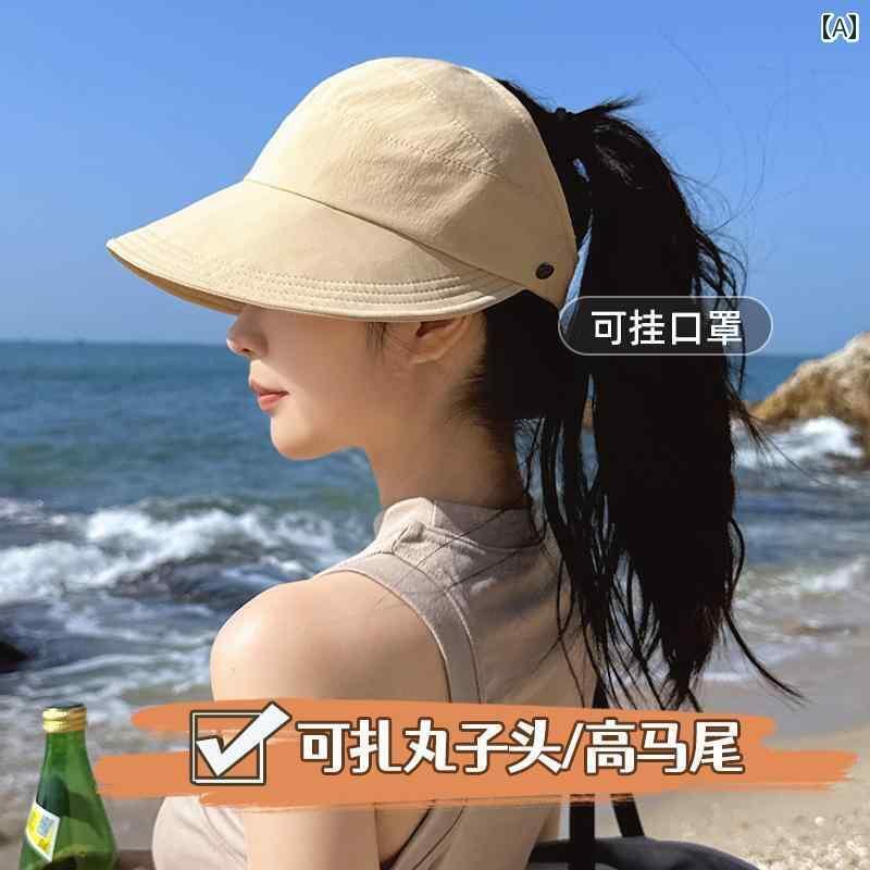 ヘアバンド おしゃれ 帽子 女性用 ハイ ポニーテール 空 トップ サンハット 2025年 新型 サンシェード ..