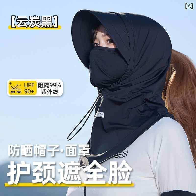 ヘアバンド かわいい 帽子 日焼け防止 マスク 帽子 一 体型 夏用 サンハット レディース フルフェイス ..