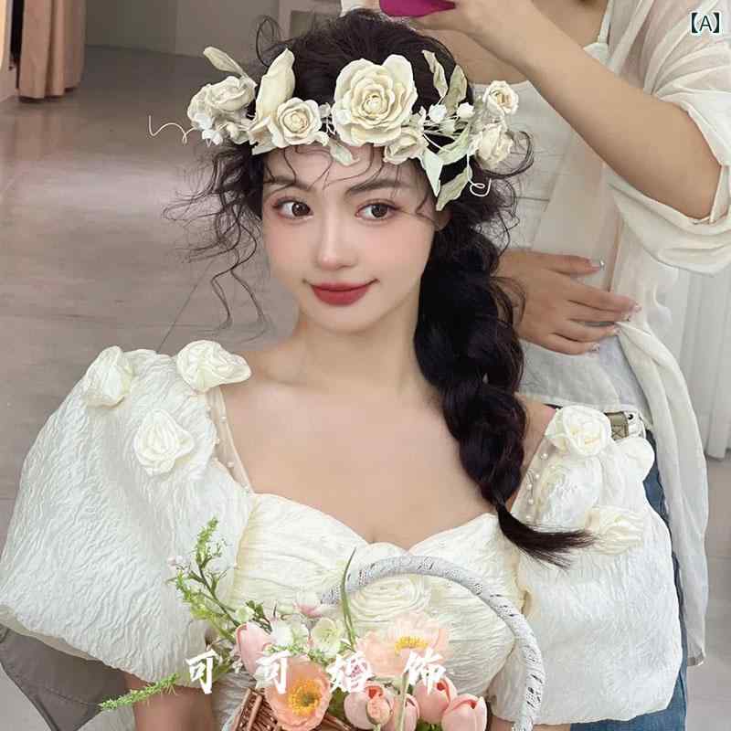 結婚式 レース ヘッドドレス バックカチューシャ ヘアアクセサリー 結婚式 レース ヘッドドレス バックカチューシャ ヘアアクセサリー 美しい 花の つぼみの 花輪 ブライダル ヘッド バンド ドレス スタジ 男性 タイルの ウェディング ガーゼ フラワ
