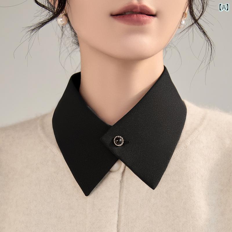 レディース トップス オシャレ 女性用 フェイク カラー 多機能 装飾 インナーシャツ 春秋 マッチング セーター スクエアネック