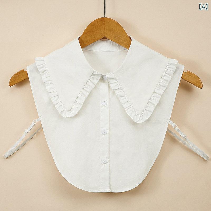 レディース トップス オシャレ 女性用 フェイク カラー 春夏 フリルの やや 伸縮性の ある 綿 シンプル 木 耳 エッジ シャツ