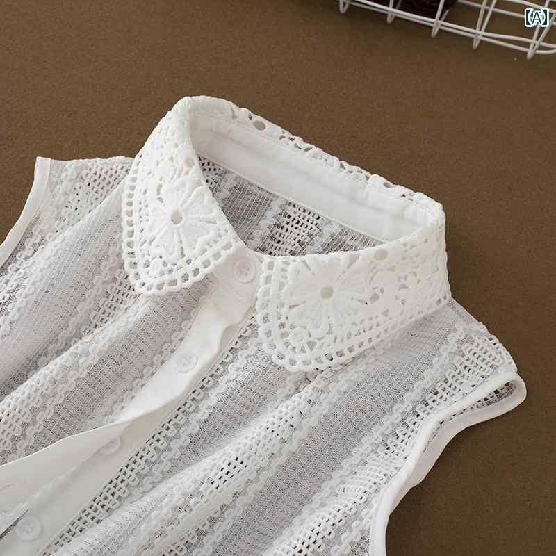 レディース トップス オシャレ 女性用 フェイク カラー アイロン 不要の シャツ 秋冬用 ドール レース インナー セーター