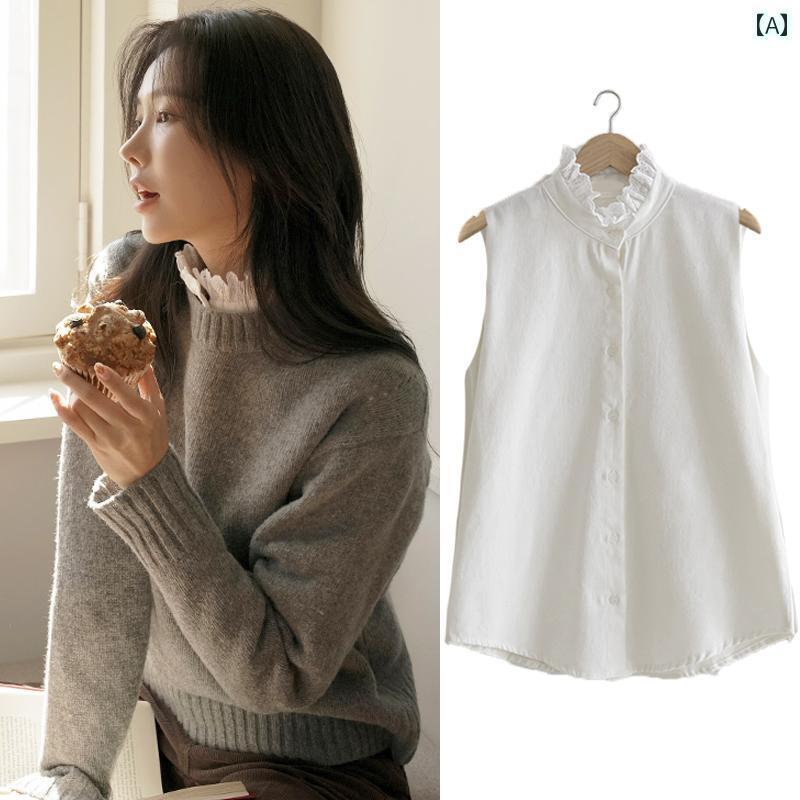 レディース トップス オシャレ 春 ホワイト シャツ レディース ベスト ノースリーブ 綿 トップ レイヤ..