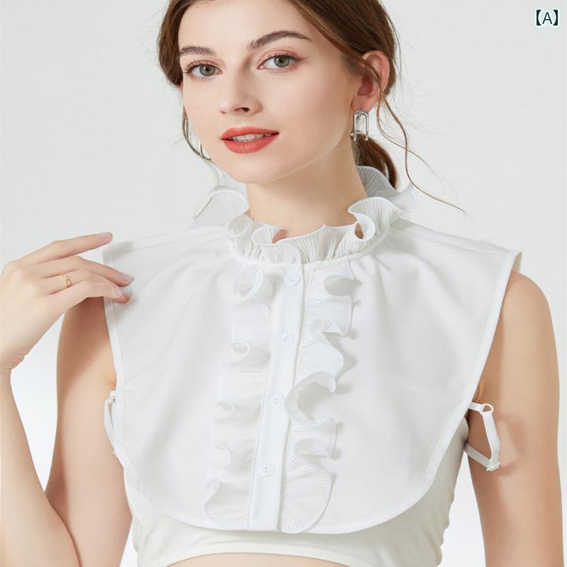 レディース トップス オシャレ 春 2025秋冬 プリーツ スタンドカラー フェイク カラー レディース セーター スウェットシャツ インナーシャツ 装飾