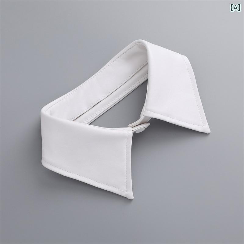 レディース トップス オシャレ 春 PU レザーカラー で な 女性用 フェイク カラー シングル シャツ 小さい 取り外し 可能