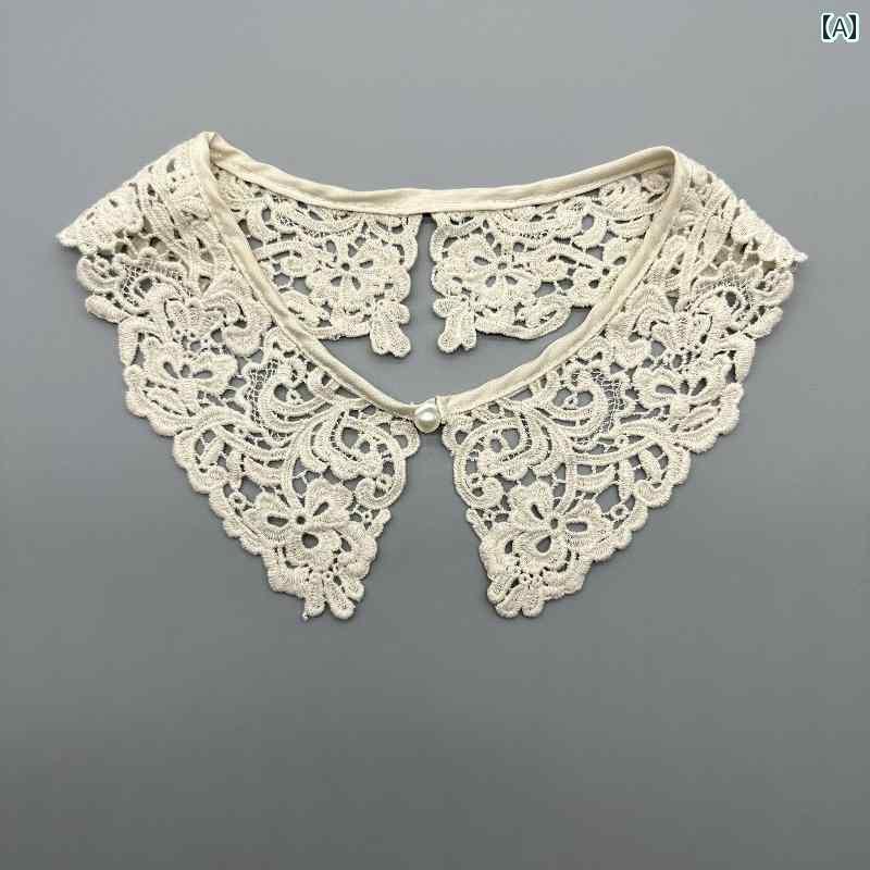 レディース トップス かわいい 水溶性 レース カラー 韓国 万能 フェイク レディース アウターウェア 装飾 重ね 着小 襟 アーティファクト(4)