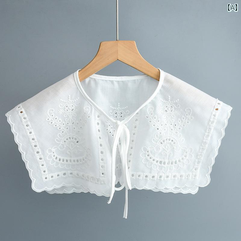 レディース トップス かわいい 夏の アウター スカート ファッション 刺繍 付け 襟 レディース 万能 アーティファクト 女性 個性 年齢を 減らす 無地 クラウド ショルダー ショール