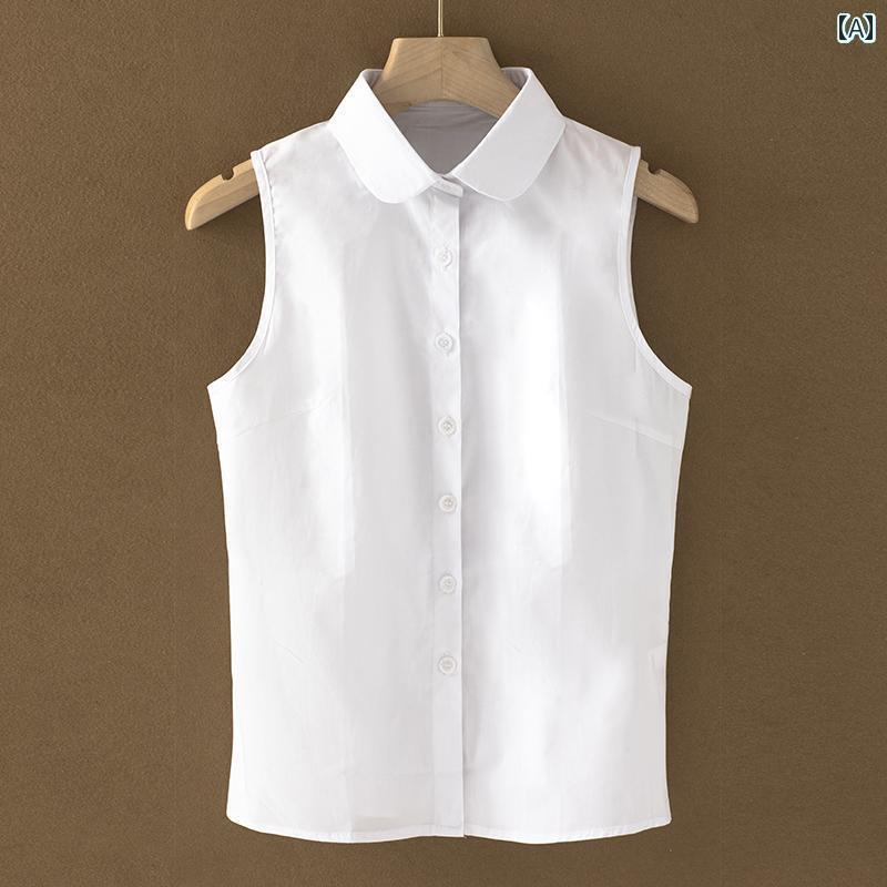 レディース トップス かわいい 2025 シフォンシャツ ノースリーブシャツ 春夏 韓国 女性 万能 ベース ..