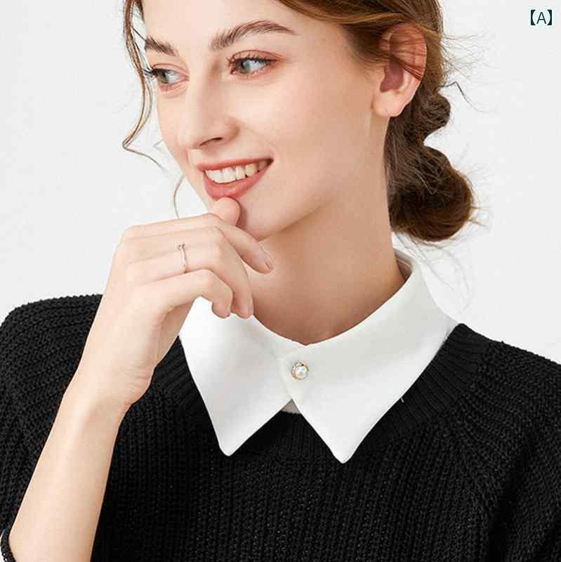 レディース トップス かわいい ホワイト シャツ フェイク カラー レディース 春夏 装飾 インナーウェア..