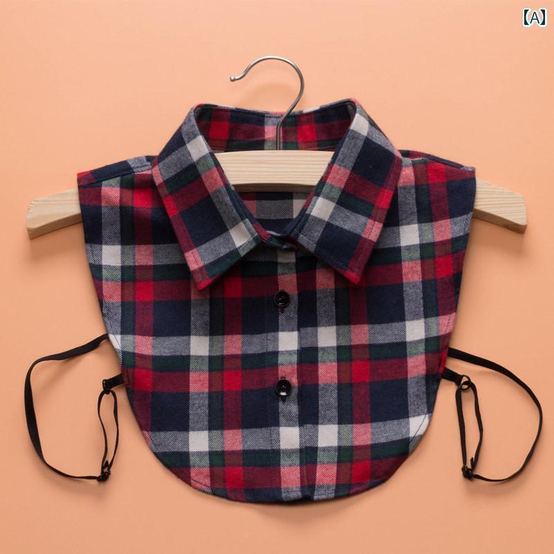 レディース トップス かわいい 女性用 韓国 フェイク カラー 起毛 チェック 柄 秋冬 セーター 装飾 綿 シャツ