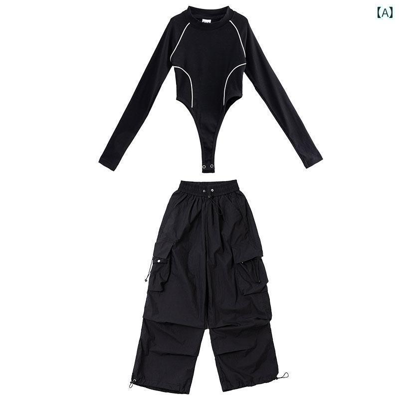 セットアップ キッズ おしゃれ 女の子向け ジャズ ダンス 衣装 クールで な スーツ へそ 出しの 子供用..