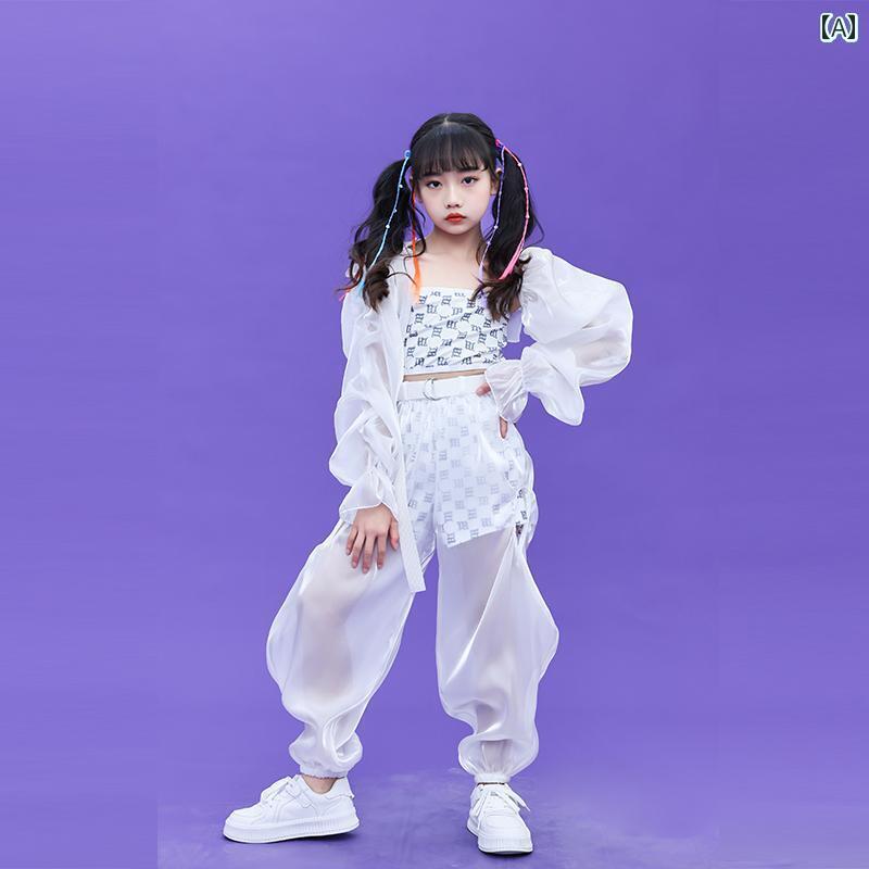 ダンス衣装 セットアップ 子供用 ジャズ ダンス パフォーマンス 服 夏用 子供 キャットウォーク ファッ..