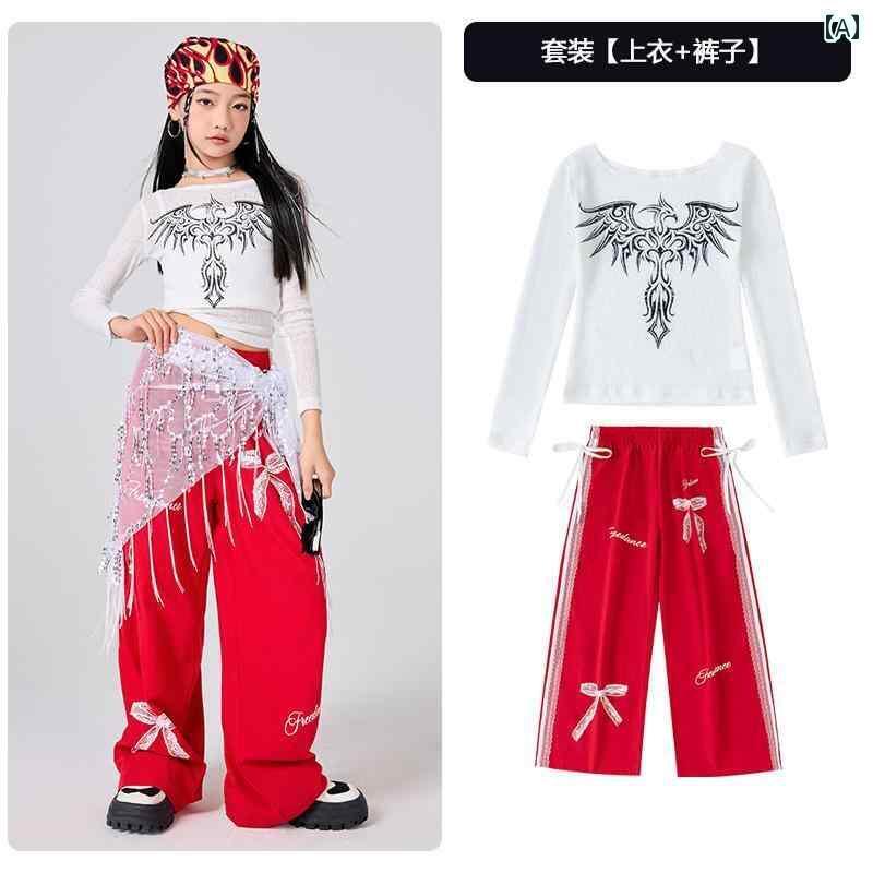 ダンス衣装 セットアップ 子供の 日の ジャズ ダンス 衣装 女の子 ヒップ ホップ ストリート ダンスの ..