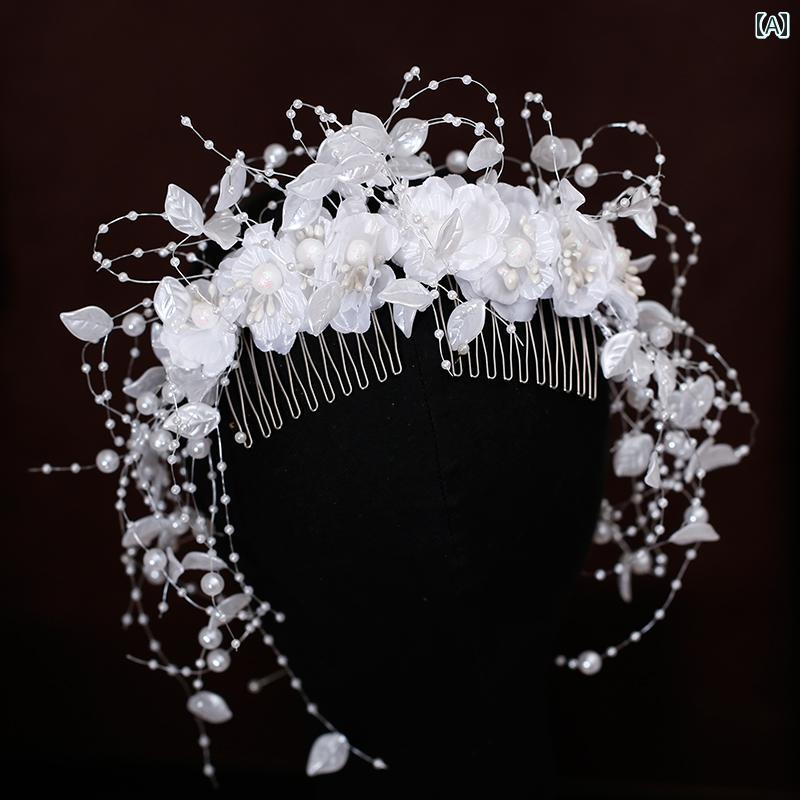 結婚式 レース ヘッドドレス バックカチューシャ ヘアアクセサリー 結婚式 レース ヘッドドレス バックカチューシャ ヘアアクセサリー ブライダル ヘッド ドレス フラワー コーム ウェディングドレスの ヘア アクセサリー ベール スタジオ 旅行 写真