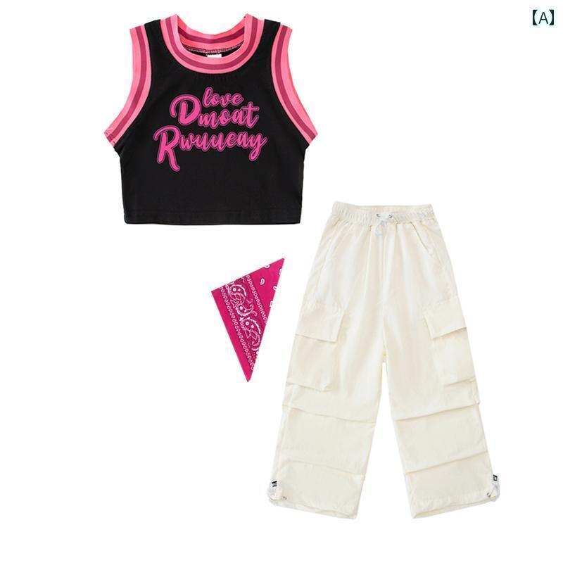 オシャレ ダンス衣装 セットアップ ストリート ダンス 衣装 ジャズ ヒップ ホップ トレーニング 子供用..