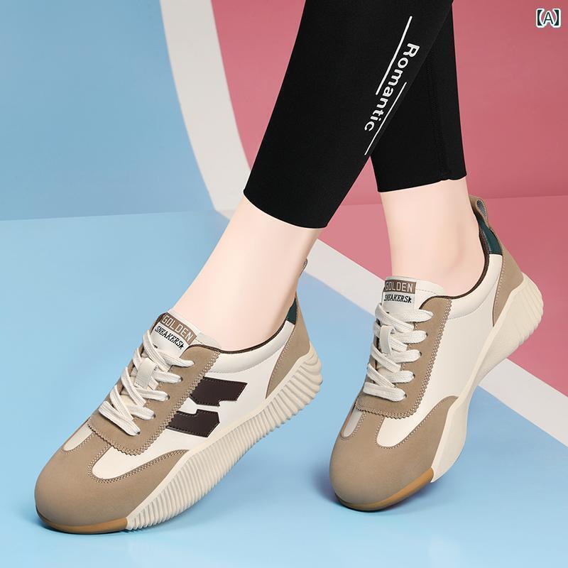 レディース スニーカー かわいい 女性用 革 ホワイト シューズ 2025夏 ソフト ソール カジュアル スポーツ お父さん用 旅行