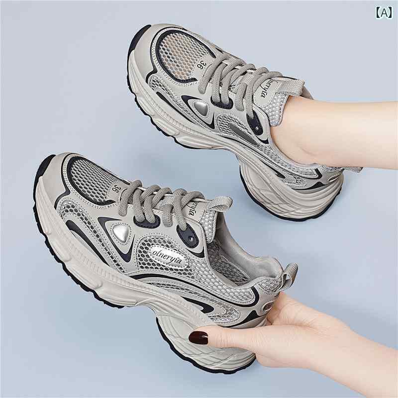 レディース スニーカー かわいい 女性用 メッシュ 通気性 カジュアル シューズ 2025 春夏 薄型 快適 軽量 ソフト ソール ランニング スポーツ