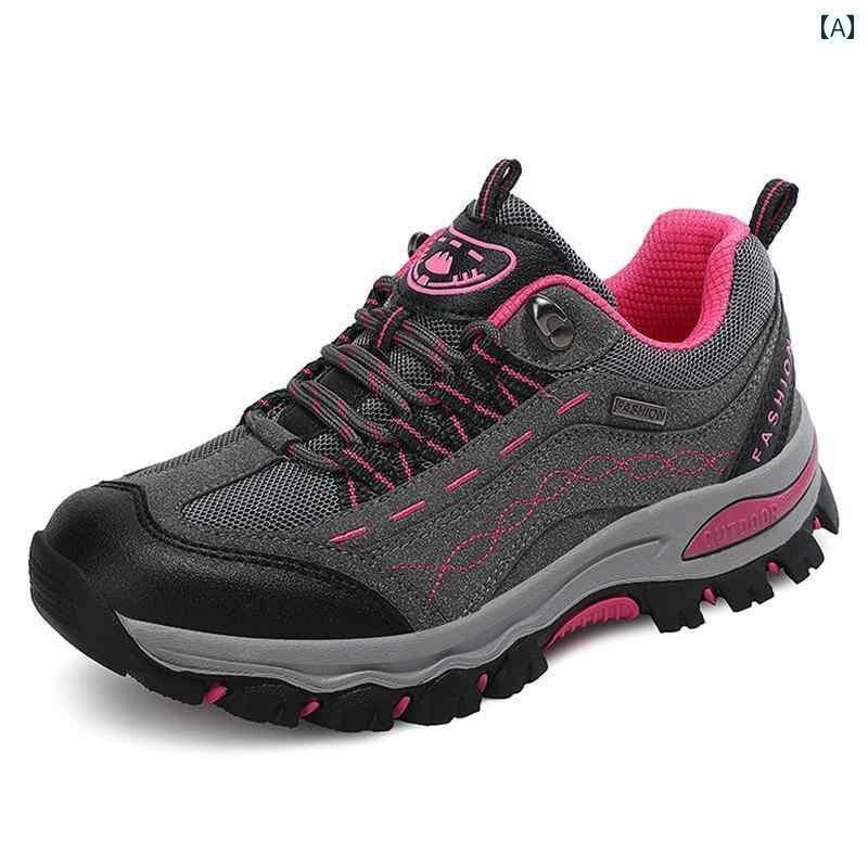 レディース スニーカー かわいい アウトドア シューズ レディース 秋 革 防水 ハイキング 滑り止め 耐摩耗 登山 旅行 スポーツ