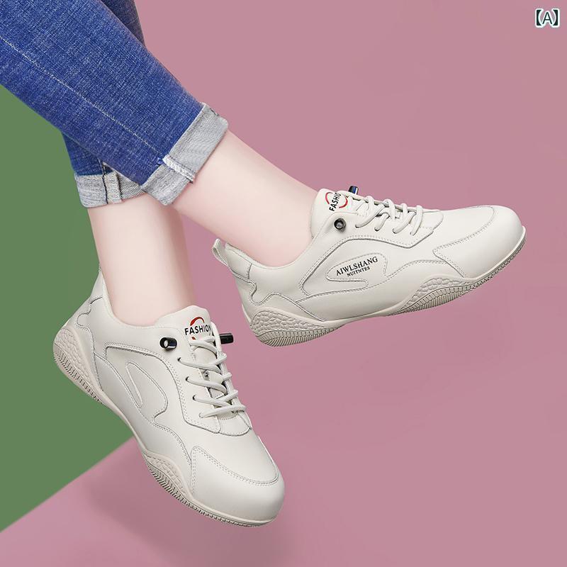レディース スニーカー かわいい 女性用 革 ホワイト シューズ 2025 春夏 薄型 通気性 メッシュ 足元を 美しく 見せる 小ぶりな フラットボトム 万能 スポーツ