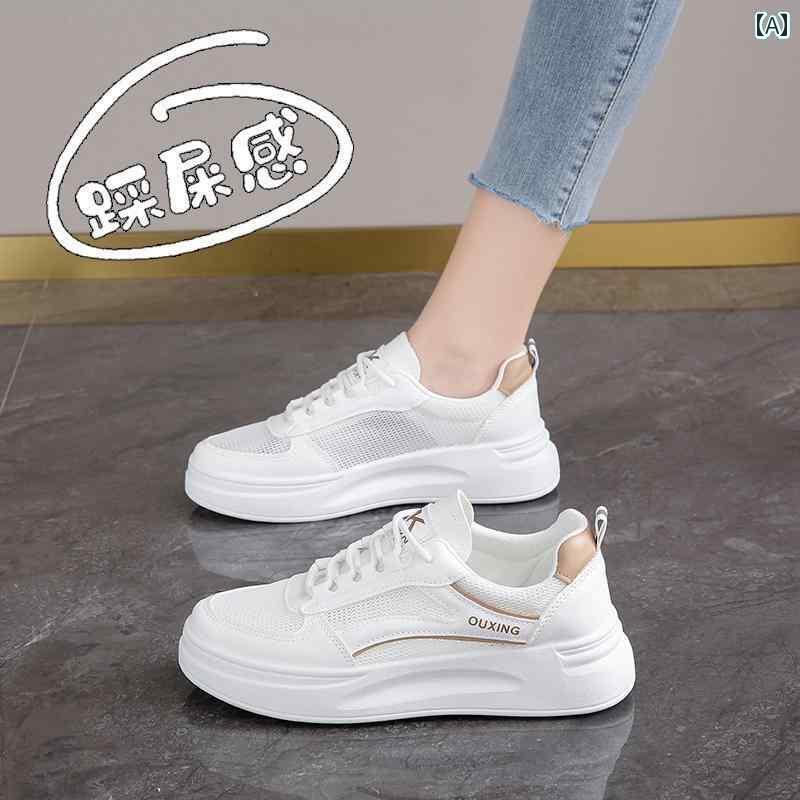 レディース スニーカー かわいい 夏用の レディース メッシュ ホワイト シューズ サイズ 34 通気性 スポーツ サンダル のの 学生用 ランニング