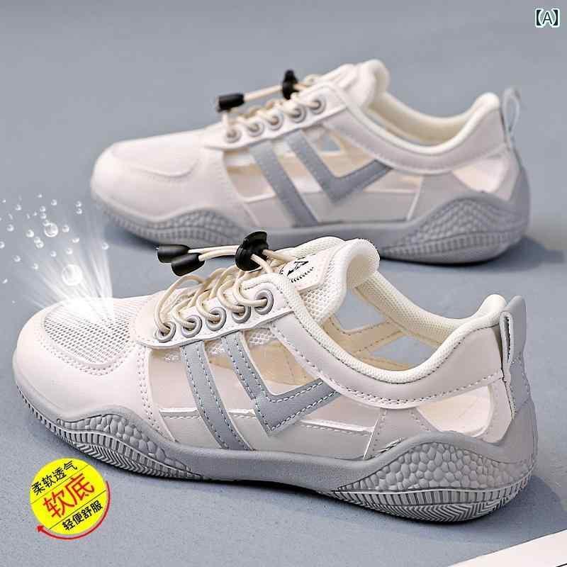 室内シューズ ウォーキングシューズ ランニングシューズ 小さい 白い 靴の レディース メッシュ 表面 2025 夏の サンダル 韓国 通気性 靴 カジュアル スポーツ シューズの 女性