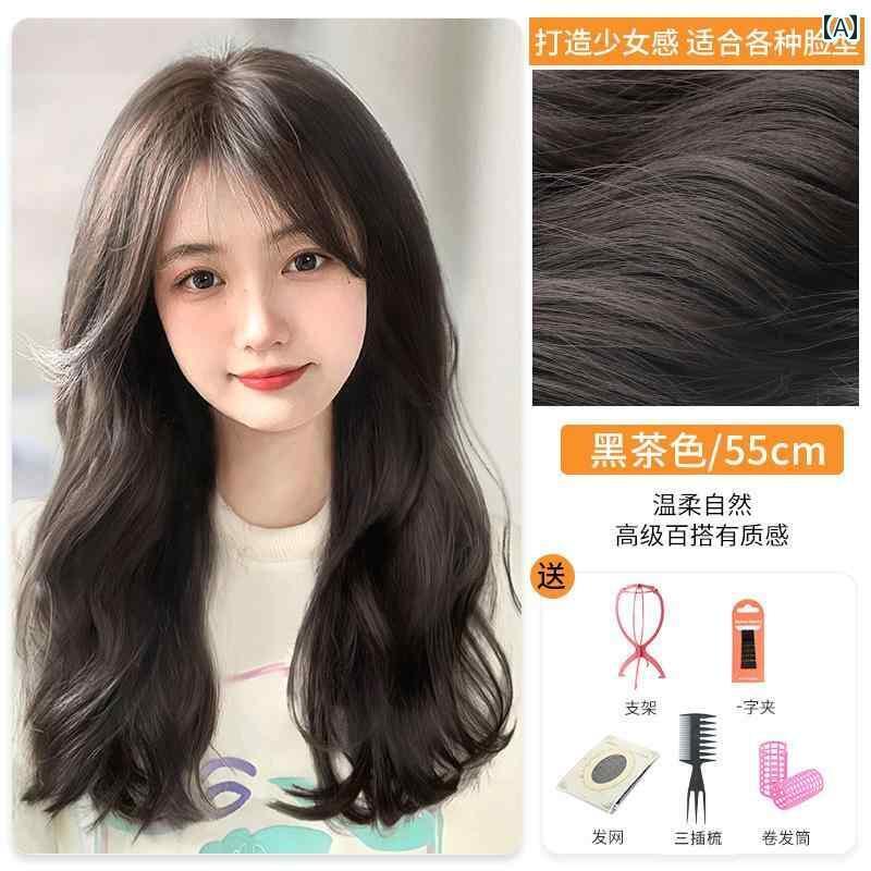 ウィッグ ロング ロングヘア 女性用 ウィッグ ロング ヘア フル ヘッド セット ナチュラル シミュレーション ヒューマン ビッグウェーブ カーリーヘア シームレス