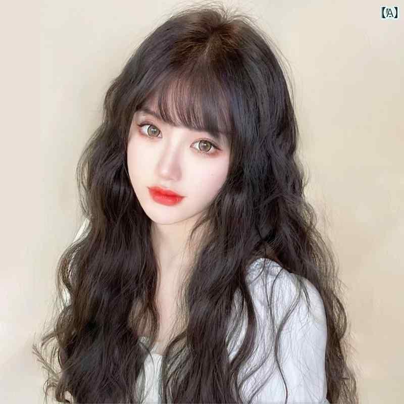 ウィッグ ロング ロングヘア 女性用 ウィッグ ふわふわ ロング エア バング カール ヘア ファッション ..