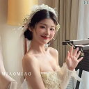 結婚式 レース ヘッドドレス バックカチューシャ ヘアアクセサリー フランスの ブライダル ヘッド ドレス モネ ガーデン ベール 花 羽根 プリンセス シェイプ スーパー フェアリーの 森の ヘア アクセサリー 雰囲気