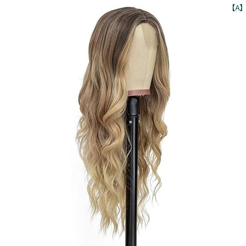 フルウィッグ かわいい ロング 欧米の 用 ミディアム レングス ウィービング スモール レース グラデーション ロング カーリーヘア ビッグウェーブ ウィッグ ヘッド ピース
