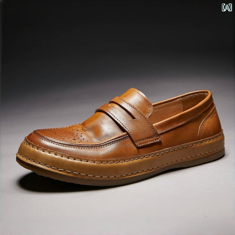 ビジネスシューズ ローファー フォーマル ビジネスシューズ ローファー フォーマル 馬 革靴 ブローグ 2025 春夏 革 英国 高級 通気性 カジュアル ローファー メンズ スリッポン