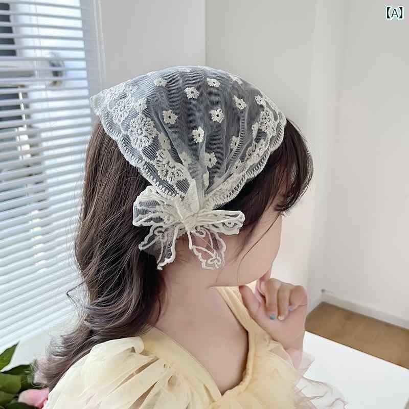 ターバン ヘアバンド レディース フレンチ レトロ 子供用 ヘッド バンド ロリータ レース メッシュ ワ..