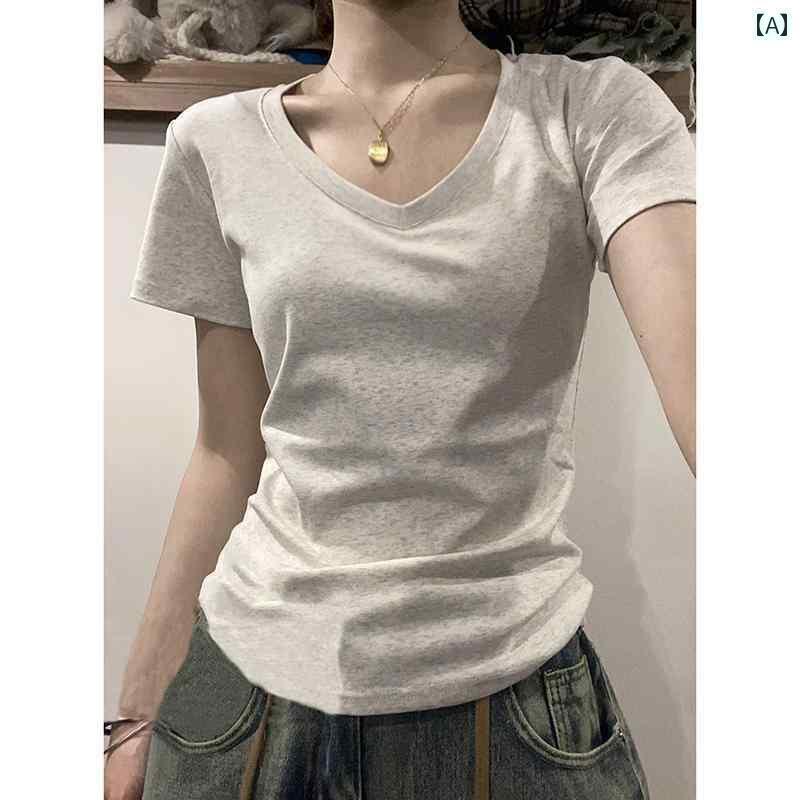 パンツ レディース ボトムス 綿 ストレート ショルダー Vネック スリムフィット レイヤリング シャツ T..