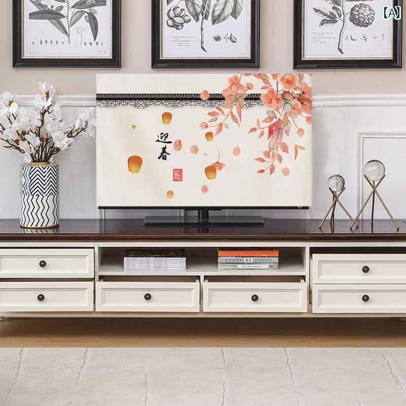 テレビカバー テレビガード オシャレ テレビの ダストカバー 2024年新 弾性 中国 綿 麻 液晶 ディスプ..