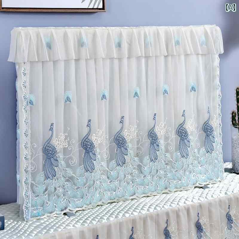 テレビカバー テレビガード オシャレ ウィーバー 鳥 刺繍 レース テレビ ダストカバー新 55インチ 65イ..