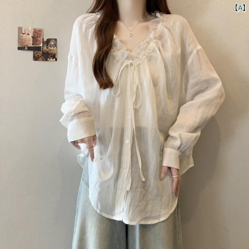 シアーシャツ 透け感 シースルー シアー トップス ボリューム袖 シアーシャツ 透け感 シースルー シア..