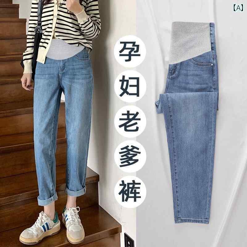 Long-Trousers, Trousers - マタニティ ハイウエスト パンツ マタニティパンツ 春夏 アウターウェア 妊娠 初期 ジーンズ 2025 新型 小さい サイズ 締め付けない 腹 レギンス 夏 ウェア