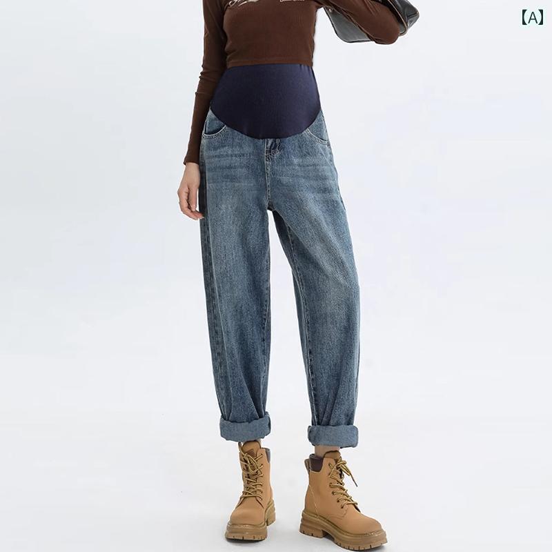 マタニティ ハイウエスト パンツ 秋冬用 マタニティ ジーンズ 2025年 妊娠 期 お腹を 締め付けない カ..