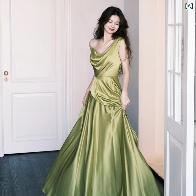 パーティードレス ドレスワンピース ロングワンピース 2025年 エンゲージメント ドレス グリーンフォレ..