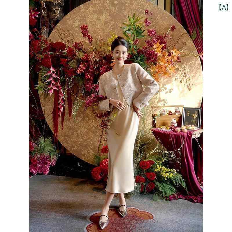 パーティードレス ドレスワンピース ロングワンピース チャイナ風 誕生日 ドレス ハイエンド ウェディ..