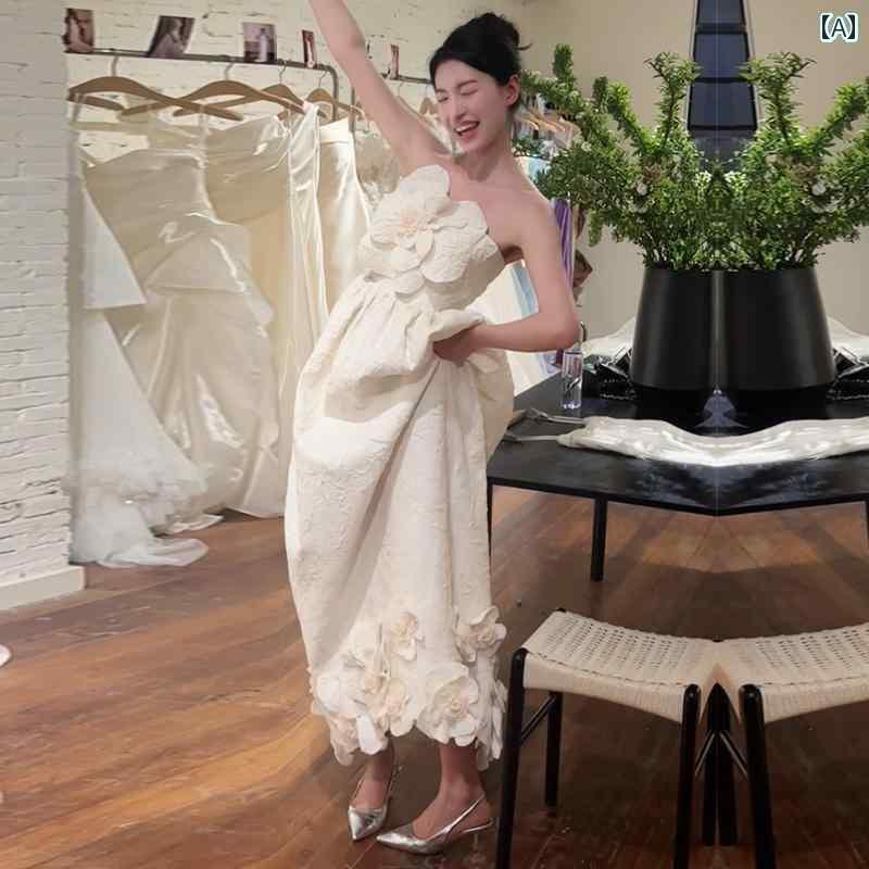 パーティードレス ドレスワンピース ロングワンピース フレンチ チューブ トップの モーニング ガウン ..