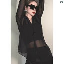 シアーシャツ レディース トップス シアー シャツ 透け感 レディース フレンチ シフォン チュール 日焼け防止 シャツ レディース 夏用 カーディガン サスペンダー スカート 付き ショール シースルー トップ