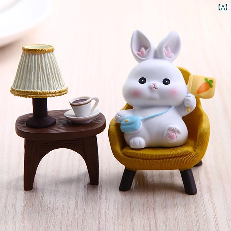 インテリア オブジェ インテリア雑貨 かわいい ウサギの 小さい 装飾品 ホーム アクセサリー ソファサイド テーブル 装飾 癒しの 精神 安定性の 誕生日 ギフト