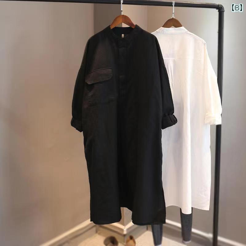 レディース ワンピース 大きめ サイズ シスター 秋服 女性 シンプルで な 通勤 ミドル丈 カーディガン 白 長袖 シャツ