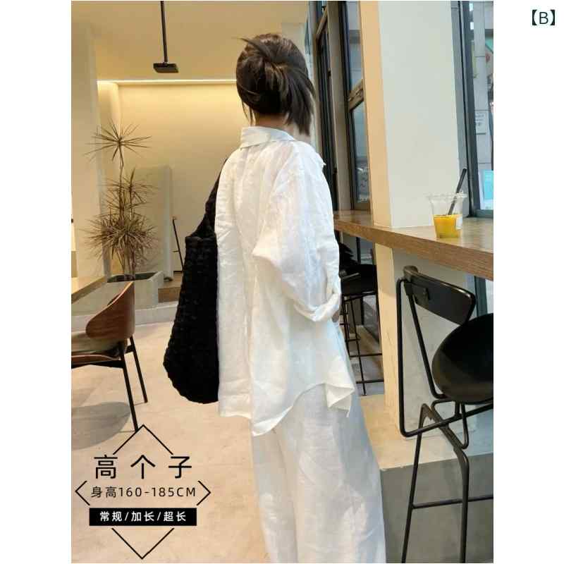 シャツ シャツワンピ レース 韓国 ビッグサイズ 大きいサイズ ドルマン ロングシャツ ロング 175 背の 高さ オールド マネー 白い 綿 リネンの シャツ 女性用 春 薄手 ゆったり スリム リネン トップ