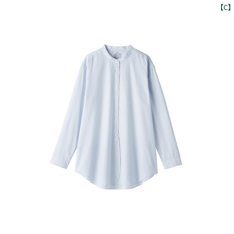 シャツ シャツワンピ レース 韓国 ビッグサイズ 大きいサイズ ドルマン ロングシャツ 無印 良品 レディース ウォッシュ 加工 無地 スタンドカラー ロング シャツ ジャケット 25 春