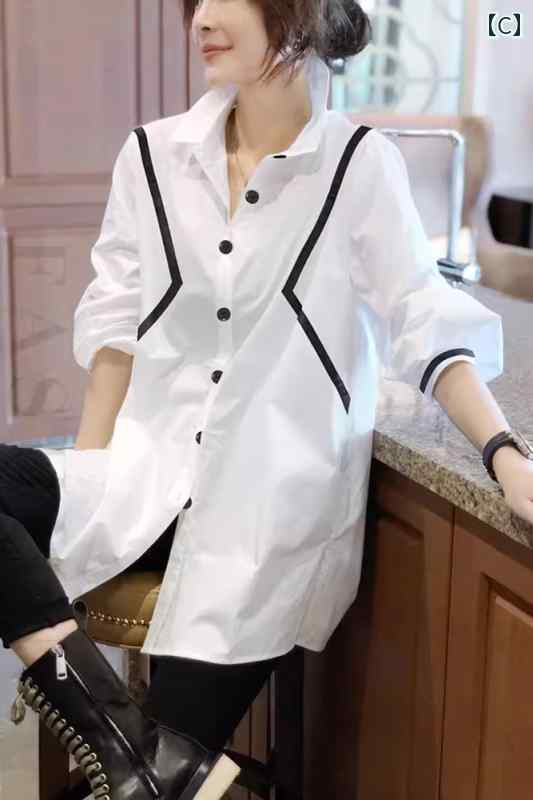 レディース　　シャツ　トップス ホワイト コットンリネン シャツ レディース 春秋 フレンチ 長袖 リネン トップ小 日焼け防止 夏