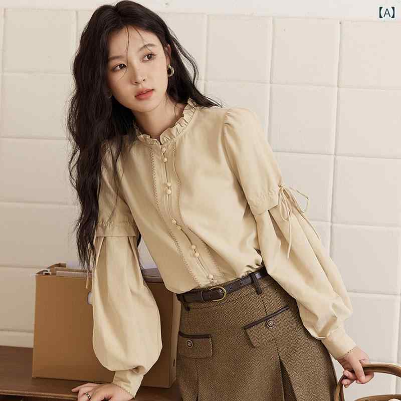 トップス シャツ フリル リボン 韓国 シャツワンピ トップス フリル Aライン フレア 大きめ 大きいサイズ ジャガード ジャガードブラウス トップス シャツ フリル リボン 韓国 シャツワンピ トップス フリル Aライン フレア 大きめ 大きいサイ(4)